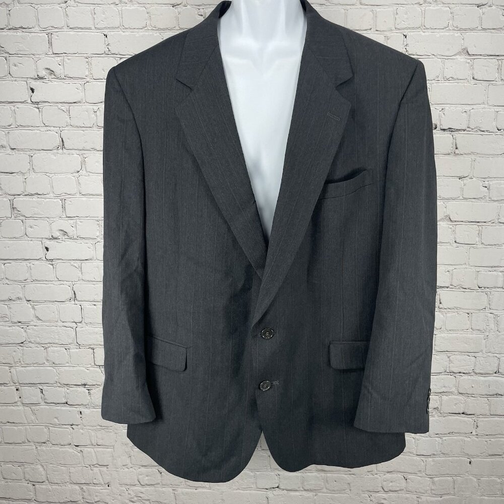 Nino Cerruti Grey Striped 2 Button Ventless Blazer Sport Coat USA Made Size 48